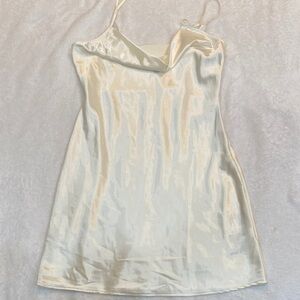 H&M Satin Slip Mini Dress in Ivory